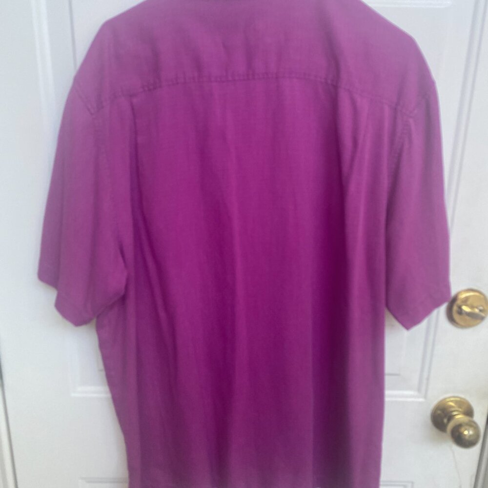 Tommy Bahama Shirt Mens XL Purple Short Sleeve Button Down Shirt - Picture 4 of 6